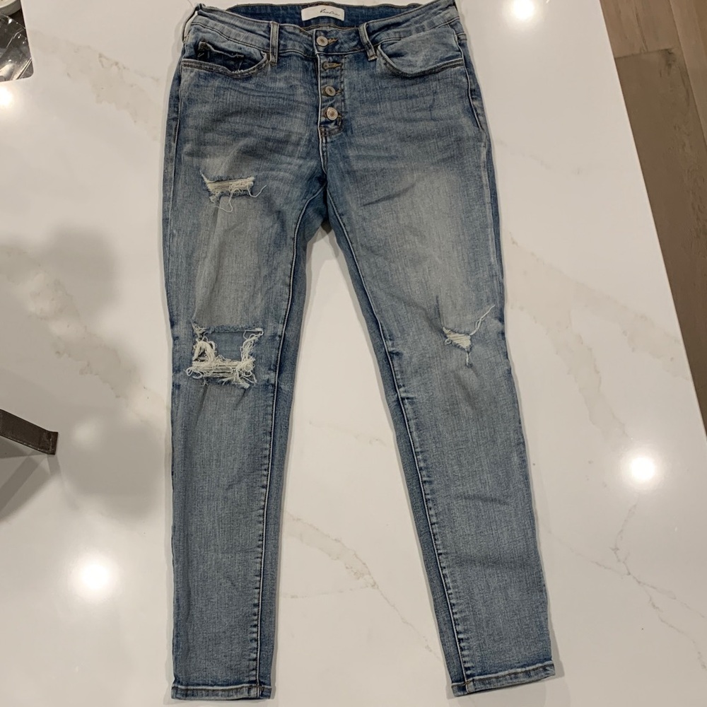 Kancun Medium Blue Distressed Women's Skinny Jeans - Size 7/27